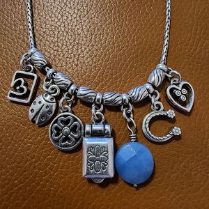 Brighton Blue Chalcedony Fortune Charm Necklace
